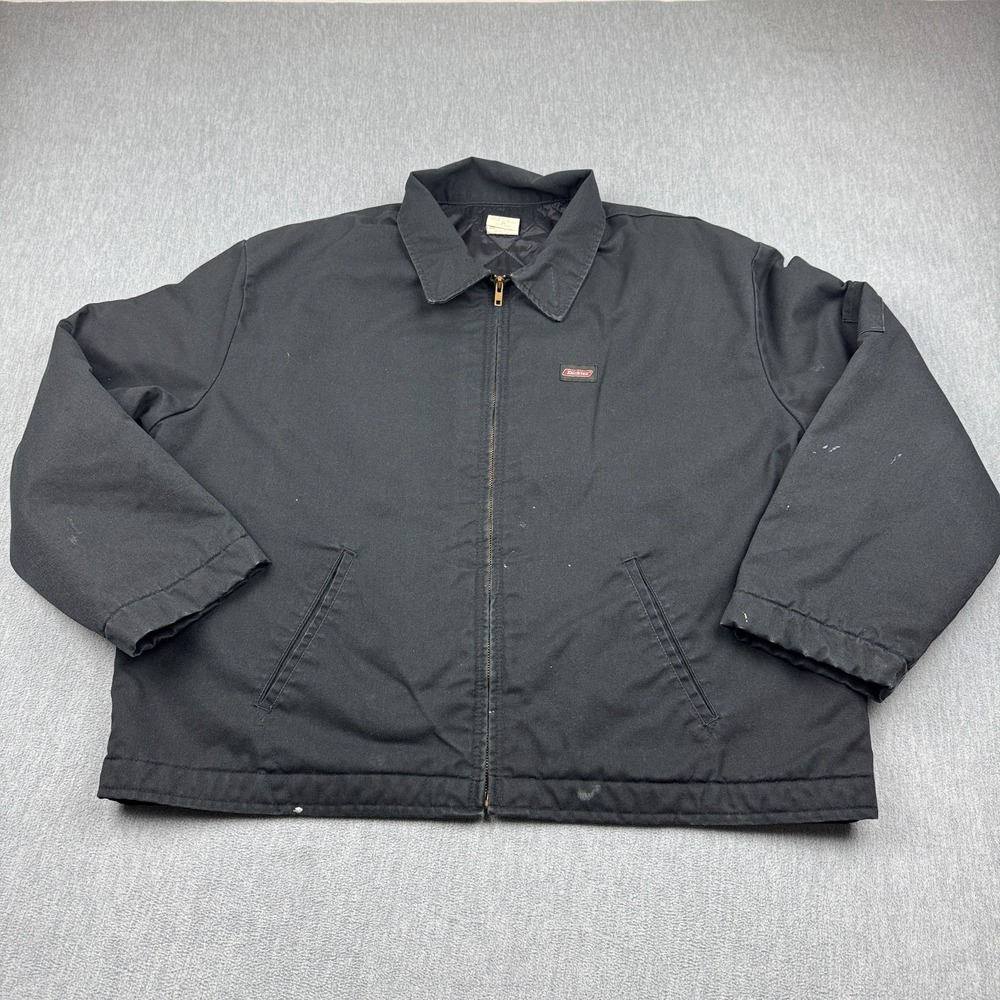 Vintage Dickies Jacket Mens 2X Black Eisenhower Insulated Lined Quilted Full Zip